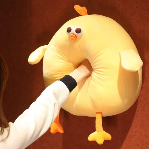 Funny Fat Chicken Plush Pillow 17.7", Super Soft Simulation Mother Hen Doll, Cute Plush Chicken Pillow, Chicken Plush Neck Pillow,Yellow Chicken S...