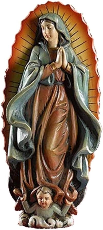 Our Lady of Guadalupe Statue Resin Figurine with Prayer Gift Box, 4 Inch...