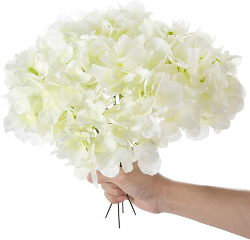 Auihiay 26 Pieces Hydrangea Artificial Flowers Silk Hydrangea Flowers Artificial Flowers Heads with Stems for Home Wedding Party Decorations (Ivor...