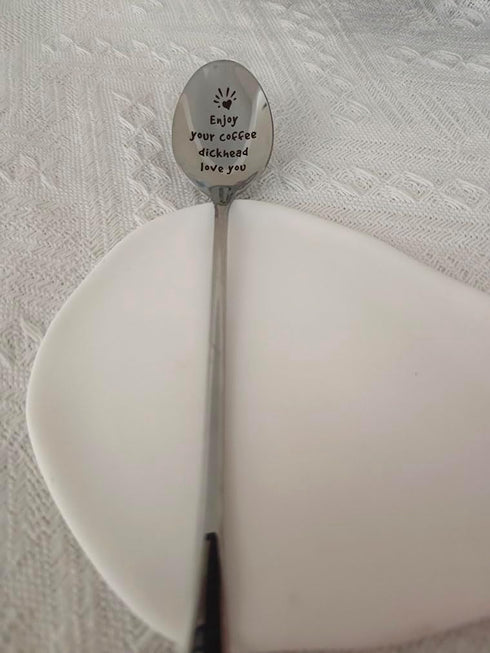 Anniversary Valentines Day Gifts for Husband Wife Enjoy Your Coffee Dickhead Love You Spoon for Boyfriend Girlfriend Coffee Tea Lover Gift for Cou...