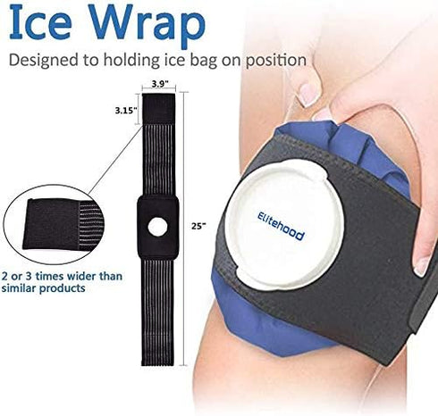 elitehood Ice Cold Pack Reusable Ice Bags Hot Water Bag for Injuries, Hot & Cold Therapy and Pain Relief with Elastic Breathable Support Wrap, 4-P...