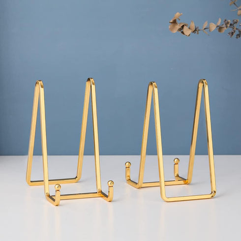 Plate Holder Easel Display Stand - 6 inch Metal Plate Stands for Display - Tabletop Picture Stand - Gold Iron Easels for Display Pictures | Photo ...