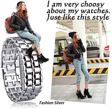 MASTOP Women's Men's Watches Fashion Novelty Lava Red Blue LED Digital Stainless Steel Black Bracelet Watches...