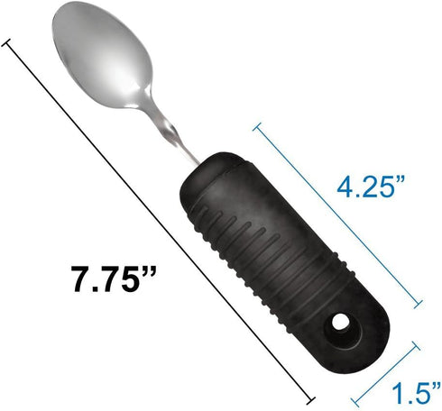 Rehabilitation Advantage Easy Grip Teaspoon with Built-up Handle, Black 3.2 Oz...
