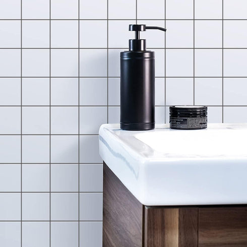 Stainless Steel Soap Dispenser for Bathroom, Matte Black Flat Design, Metal Pump, 10oz Rust-Proof Liquid Hand Soap Dispenser for Kitchen, Refillab...