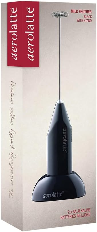 Aerolatte Milk Frother with Counter Stand, The Original Steam-Free Frother, Black...