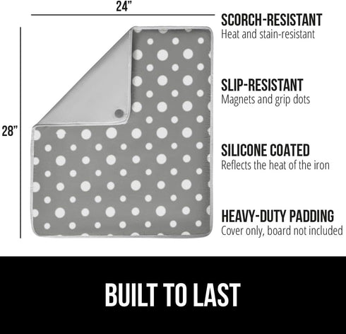 GORILLA GRIP Ironing Mat, Portable Iron Pad, Magnetic Cover and Padding for Top of Washer, Dryer, Tabletop, Countertop, Silicone Coating and Scorc...