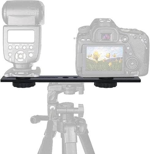 8"/20cm Dual Speedlite Camera Mount Tripod Bracket Flash Extension Bar, LED Video Light, DSLR Flash Light...