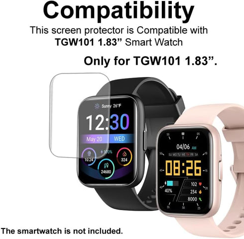 Compatible with OYV TGW101 1.83”, Soft Smart Watch Screen Protector, TPU, 6-pack, Full Coverage, Bubble Self-healing...