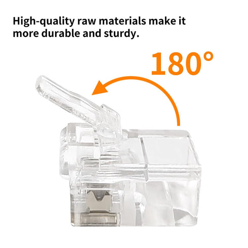 RJ12 6P6C Connectors(100 Pieces Pack) 6 Pin Telephone Line Cable Wire Male Plug, AV00305...