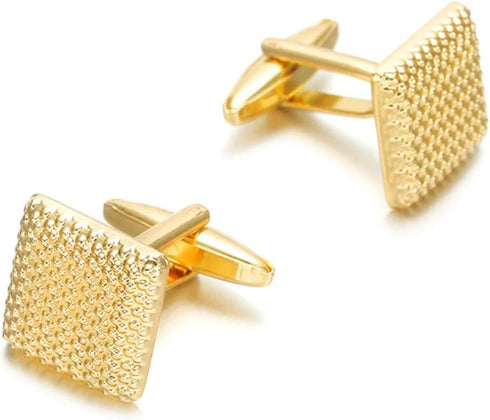 Gold Metal Textured Cuff Links Luxury French Tuxedo Shirt Cufflinks...