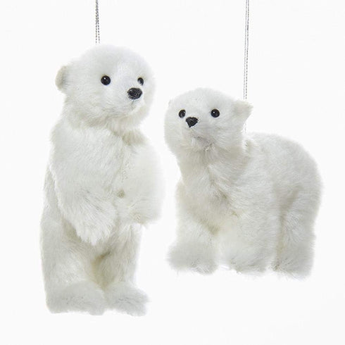 Kurt Adler FURRY POLAR BEAR ORNAMENT - 2 ASSORTED...