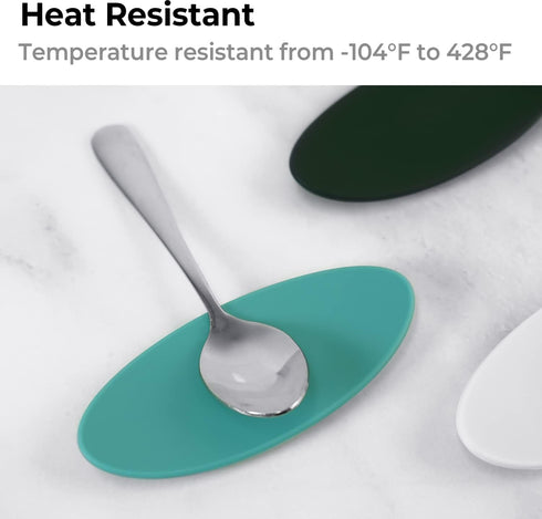 Carrotez Small Silicone Coffee Spoon Rest 2 pcs (0.2" x 1.6" x 3.74"), Spoon Holder Flexible almond-Shaped for Next to Coffee Maker - Kitchen Uten...