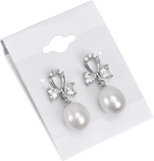 MOOCA 100 pieces of 1.5 x 2-inch plain white velvet hanging earring cards serve as earring holders and display cards for ear studs, hooks, clip ea...