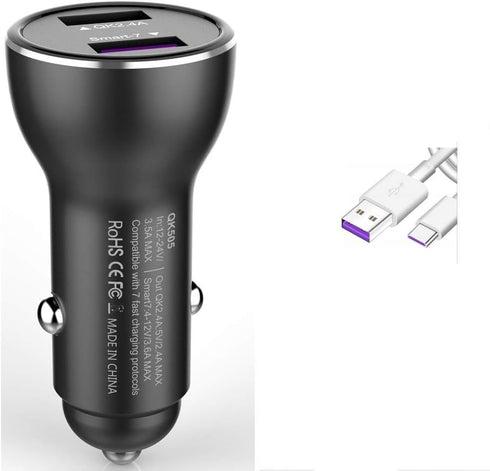 for Huawei Supercharge Car Charger, 9V/2A Car Charger Adapter Quick Fast Charger with USB Type C Super Charging Cable Car Charger for Huawei P40 P...
