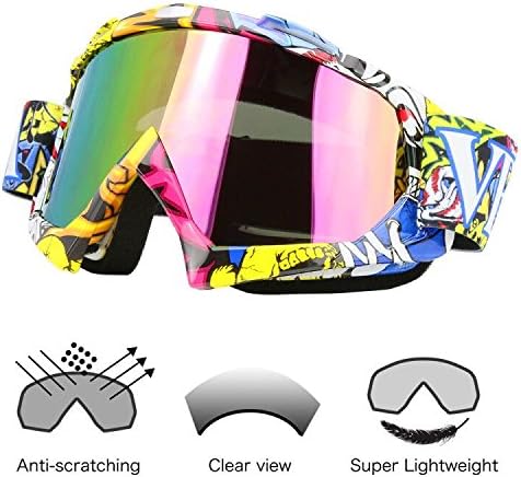 JAMIEWIN Motocross Goggles for ATV, Dirt Bike, Motorcycle, UTV & MX - OTG Offroad Riding Goggles with Anti UV, Dustproof & Anti Fog Protection for...