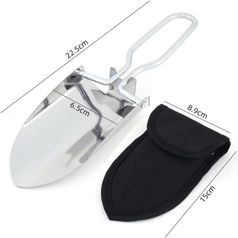 1PC Portable Stainless Steel Folding Shovels Small Foldable Garden Trowel Shovel Garden Tools for Hiking Outdoor Gardening and Potting Tools, Silv...