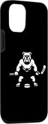 iPhone 15 White Silhouette Dog Bulldog Ice Hockey Player Case...