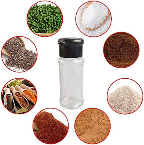Set of 24 Pcs Plastic Spice Bottles with Sifter Lid 3 Oz. Clear Reusable Containers Jars for Home Kitchen Herbs Seasonings Confectionary Toppings ...