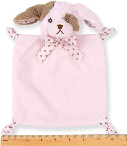 Bearington Baby Wee Wiggles, 8 x 7 Inch Small Pink Puppy Stuffed Animal, Baby Security Blankets for Girls, Dog Lovey...