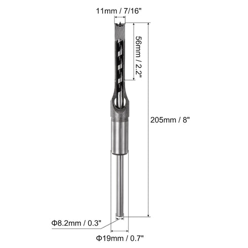 uxcell Square Hole Drill Bit, 7/16" High-Carbon Steel Hollow Chisel Mortise Power Tool for Woodworking...