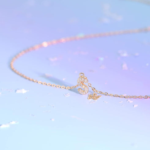 MJartoria Dainty Initial Necklace Butterfly Pendant Necklace, 14K Gold Plated Cubic Zirconia Letter Dainty Necklaces Jewelry Birthday Gifts for Wo...