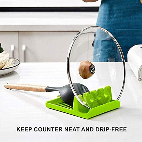 ENIVING 2PCS Kitchen Utensil Rest for Spoons Kitchen Utensil Holder for Countertop, Utensil Rest with Drip Pad for Multiple Utensils, Heat-Resista...