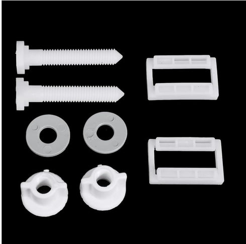 2Pcs White Plastic Toilet Seat Screws and Nuts with Washers,Hinge Bolts Screws Hinges Replacement Parts for Mounting Toilet Seats Toilet Lid Toile...