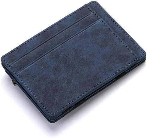 Fida&Moon Men Magic Wallets Male PU Leather Zipper Coin Purse Pouch Plastic Credit Bank Card Case Holder (Blue)...