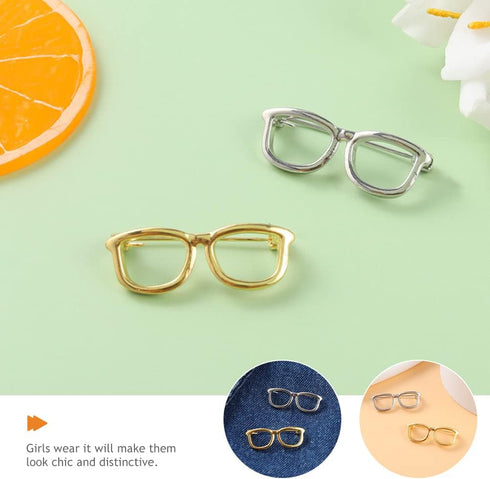 LUOZZY 6pcs Alloy Eyeglasses Shaped Brooches Frame Round Glasses Style Brooches Eyewear Lapel Pin for Women Dress Suit Shirt Collar Jewelry Access...