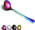 Berglander Rainbow Soup Spoons of 4, 7.5" Stainless Steel Titanium Plating, Multicolor Round, Easy To Clean, Dishwasher Safe...