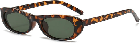 Trendy Oval Sunglasses for Women Men Fashion Narrow Tiny Glasses Retro 90s Skinny Sun Glasses Black Tortoise Shell...