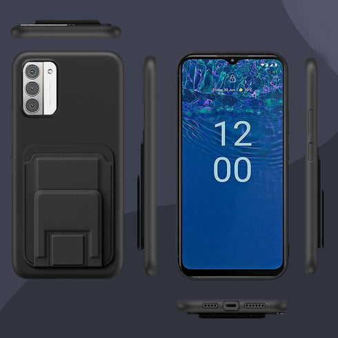 Case for Nokia G310 5G / Nokia G42 5G Phone Case with Tempered Glass Screen Protector, Folding Kickstand/Stand Wallet Card Holder/ Slots Silicone ...