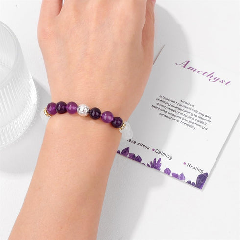 Pingyongchang Stress Relief Anxiety Yoga Bracelets for Women Men,Healing Crystal Natural Stone Mantra Stretch Bracelet Birthday Gifts for Teen Gir...