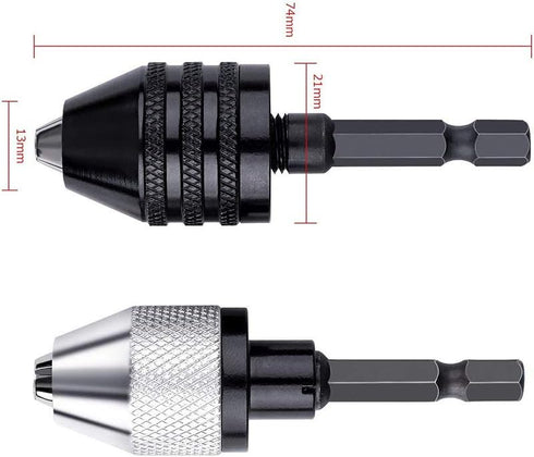 Keyless Drill Chuck Kits, 4pcs Small Drill Chuck Change Adapter W/ 1/4, 1/8, 1/16 Inch Hex and Round Shanks, Electric Drill Conversion Chuck Set P...