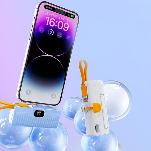 Small Portable Charger, 5000mAh Lightning & USB C Dual Output Power Bank, LED Display Battery Pack Fast Charging (WHITE)......