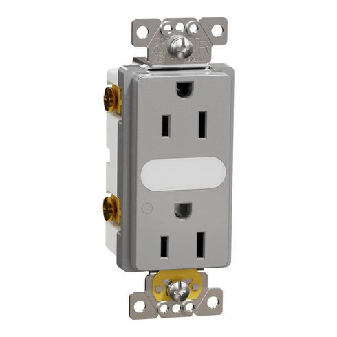 Square D by Schneider Electric Square D X Series Duplex Decorator Tamper Resistant Electrical Outlet with LED Night Light for 125 Volts, 15 Amp, M...