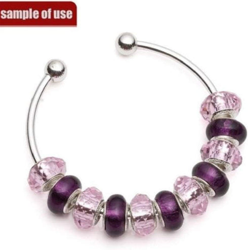 RUBYCA 10pcs White Silver Plated Bangle Bracelet Screw End Ball Cuff Charm Beads DIY Jewelry...