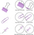 Purple Binder Clips and Paper Clips Push Pins Tacks Sets, Total 72 PCS Assorted Sizes Office Supplies Set for Women, Student, School, Home & Desk ...