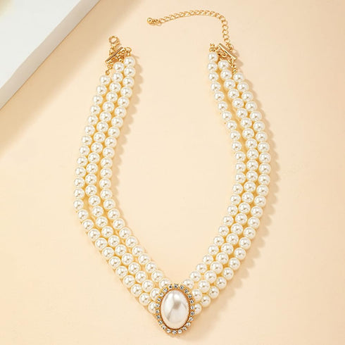 Denifery Boho 3 Tier Dainty Rhinestones Pearls Chunky Short 1920s Choker Necklace Chain Multilayer Choker Pendant Necklaces Prom Party for Women...