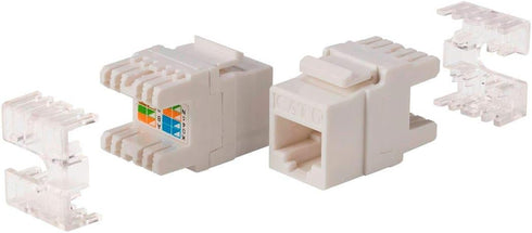 Monoprice Cat6 Punch Down Keystone Jack - Short Body, 180-Degree, 8P8C, for 22-24AWG Solid Wire, White...