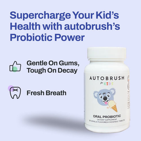 AutoBrush Kids Oral-Care Slow Dissolve Probiotic Tablets | Dental Supplements | Healthier Teeth and Gums | Balanced Mouth Biome| 30 Count (Vanilla...