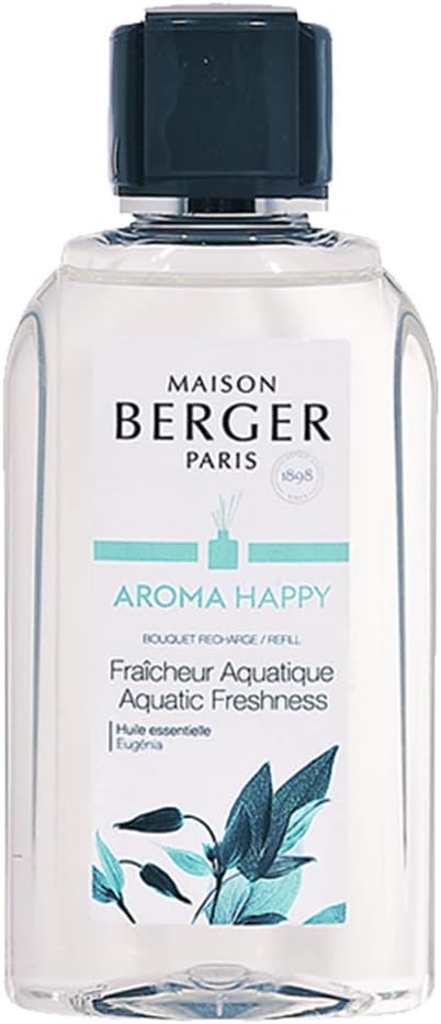 MAISON BERGER Aroma Happy - Aquatic Freshness - Fragrance Refill for Reed Sticks and Ceramic Diffuser - 6.76 Fluid Ounces - 200 Milliliters...