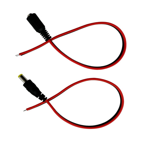 DC5.5x2.1mm, barrel connectors, pigtailed DC power connectors, 1V-36V power adapters 0.3 flat (1ft-5 pair pack)...