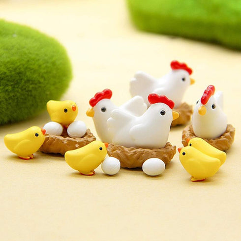 12Pcs Miniature Hen Chicken Family Egg Statue Figurine Garden Decor Ornaments Outdoor Statues Garden Sculptures and Statues...