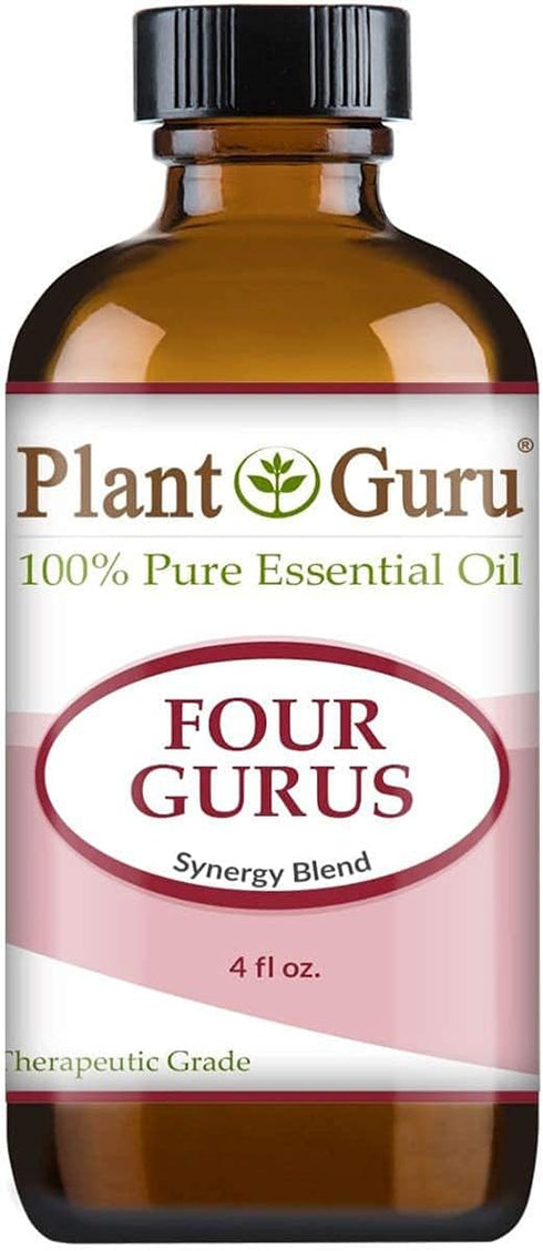 Four Gurus Essential Oil Blend 4 oz Bulk 100% Pure Natural Therapeutic Grade Blended with Clove, Cinnamon, Lemon, Rosemary Eucalyptus for Aromathe...