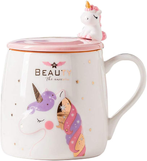 BigNoseDeer Unicorn Mug Cute Ceramic Coffee Mug with Lovely Unicorn Spoon, Morning Cup Novelty Coffee Tea Milk Christmas Mug Gift for Girls Magic ...