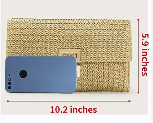 Straw Clutch Purses for Women Summer Beach Bags Woven Clutch Flap Handbags Wicker Rattan Envelope Wallet Evening Bag...