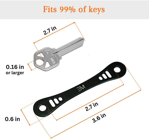 EM Premium Products Compact Key Holder - Pocket Key Organizer - 14 Keys Key Bar...