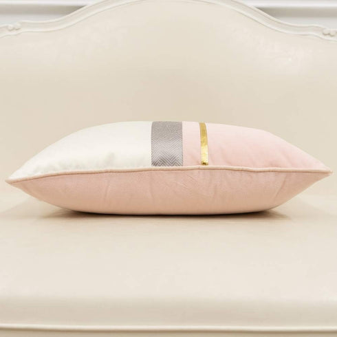 Avigers 12 x 20 Inches Pink White Gold Leather Striped Patchwork Velvet Cushion Case Luxury Modern Throw Pillow Cover Decorative Pillow for Couch ...